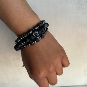 Pharaoh & Matte Black Onyx Bracelet Set